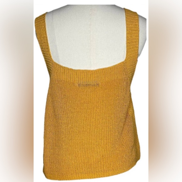 ZARA Knit Tank Rich Golden Yellow Weighted Fabric Blend Unique Weave Luxe Vibe - Picture 6 of 14